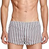FEOYA Men's Sexy Low Rise Boxer Shorts Classic Stripe Boxer Briefs Casual Sleep Lounge Bottoms Shorts Underwear