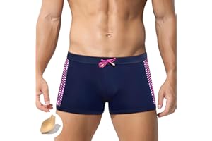 FEOYA Men's Swim Jammer Short Swimsuit Trunks Quick Dry Square Leg Swim Briefs Board Shorts with Drawstring