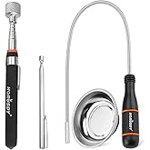 HORUSDY Pacote com 4 ferramentas magnéticas telescópicas – Ferramentas magnéticas extensíveis, bastão magnético flexível e do