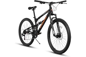 ALAKFORM Mountain Bike 24/26/27.5 Inch,Full Dual Suspension, 21-Speed Disc Brake,Carbon Steel Adult Sport Bicycle for Mens Womens