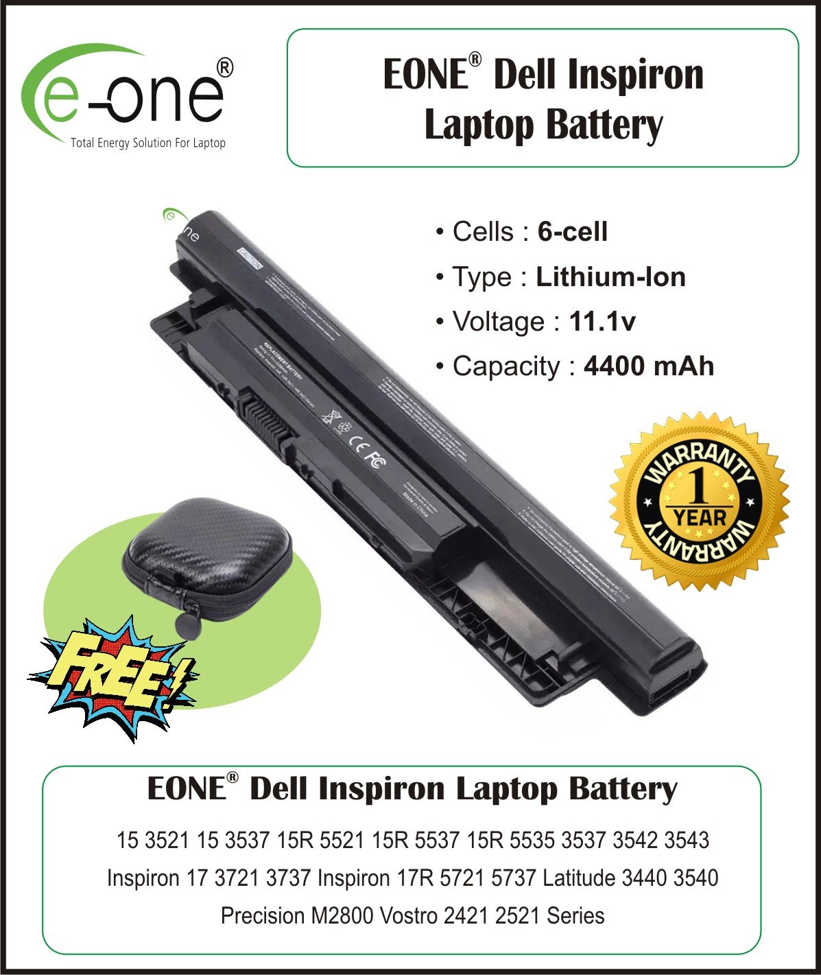 Eone Laptop Battery For Dell Inspiron 15 3521 Dell Amazon In Electronics