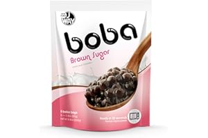 J WAY BOBA NOW Authentic Instant Tapioca Boba Pearls for Milk Tea, Smoothies and Desserts, Brown Sugar Flavor (Ready in Just 