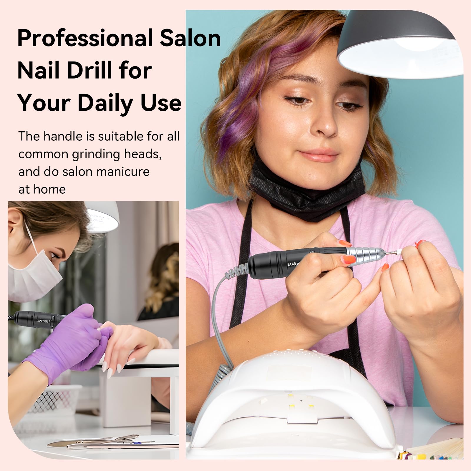 Makartt Nail Drill Handpiece for Up200 Machine:Professional Electric File Remove Gel Polish Poly Nail Gel Black B-05 Removing for Removing Acrylic Nail Polish Acrylic Nail Tools - Image 7