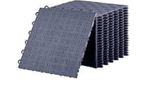 EliteEdge 50 Pack 12"X12" Heavy Duty Interlocking Garage Floor Tiles, Double-Sided Non-Slip PVC Flooring Covering for Garage,
