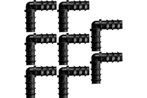 Maitys 8 Pieces 1/2 Inch Drip Irrigation Fittings Parts Soaker Hose Repair Kit Inline Barb Drip Irrigation Hose Connectors Plastic Tubing End Stop for Garden Lawn Sprinkler Systems(Elbow)