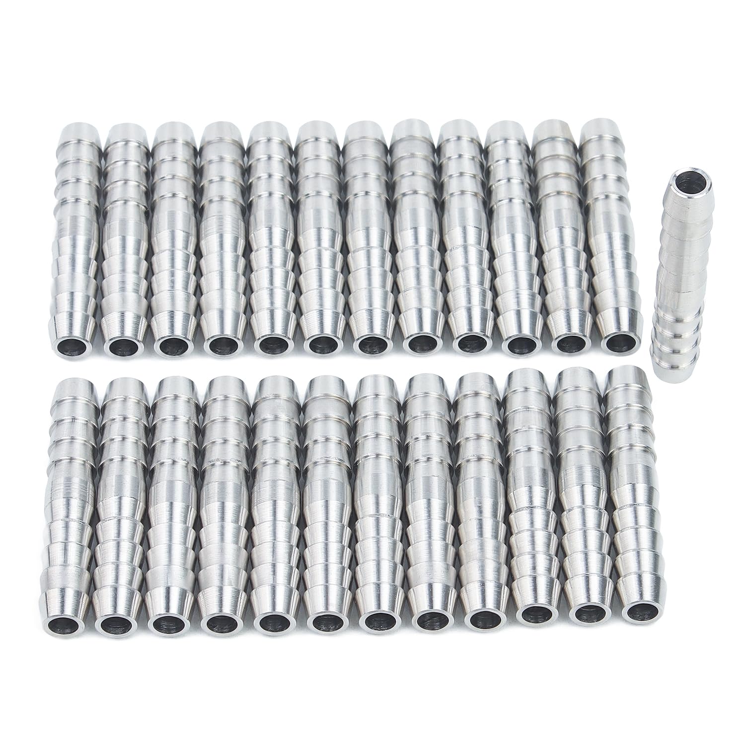 LTWFITTING Bar Production Stainless Steel 316 Barb Splicer Mender 1/4" (6mm) Hose ID Fitting Air Water Fuel Boat (Pack of 25)