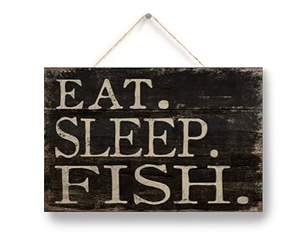 Wooden Sign Eat Sleep Fish Fishing Decor Fishing Signs Cabin