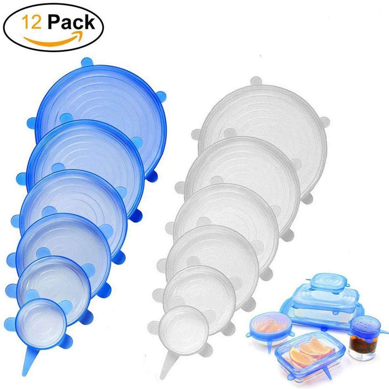 Kurphy 12Pcs Universal Bowl Cover Silicona Set Food Fresh-Keeping ...