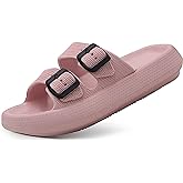 Weweya Sandals for Women and Men - Pillow Slippers - Double Buckle Adjustable Slides - EVA Flat Sandals