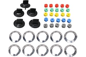 RDEXP Black Electrical Knob Kit Range Knob Replacement Knob Handle Kit for Oven/Range/Burner Replace Pack of 5