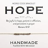 Christian 18K Gold Morse Code Bracelet for Her | Minimalist Bible Verse Jewelry for Women | Ladies Religious Dainty Gold Beaded Jewellery with Inspirational Words of Encouragement | Encouragement Catholic Gift for Mom, Daughter, Wife, Friend, Sister