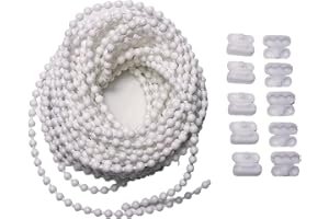 KOCOZA 4.5mm White Plastic Ball Bead Chain Repair for Roller Blind Fitting, 10M Roller and Roman Shade Blind Beaded Chain Cord (10.94 Yards)