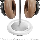 QinCoon Headphone Stand White Curved Storage Tray Heavy Base for AirPods Beats view 5