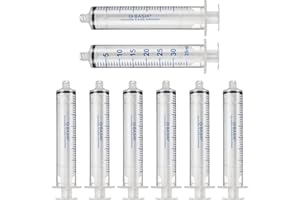 BASIK 35cc Silicone O Ring Style ENFit Feeding Syringe With Caps Individually Wrapped 8/Pack - Reusable, Non-Sterile, Plastic