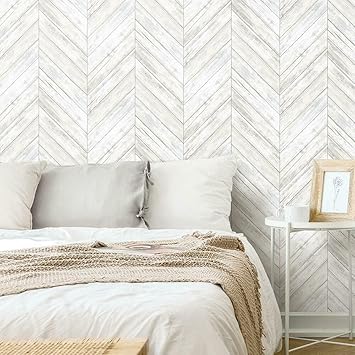 Roommates Rmk11453wp White Herringbone Wood Boards Peel And Stick Wallpaper Amazon Com