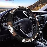 Wanyint Southwest Aztec Brown Black Car Steering Wheel Cover 15 Inch Universal Breathable Soft Anti-Slip Sweat Absorbent Car Accessory Fit for Most Vehicles