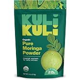 Kuli Kuli Organic Moringa Leaf Powder Vegan Superfood for Smoothies 7.4oz | USDA Organic, Non-GMO, Vegan, Third-Party Tested, Caffeine-Free Energy Superfood for Smoothies, Drinks, Tea &amp; Baking