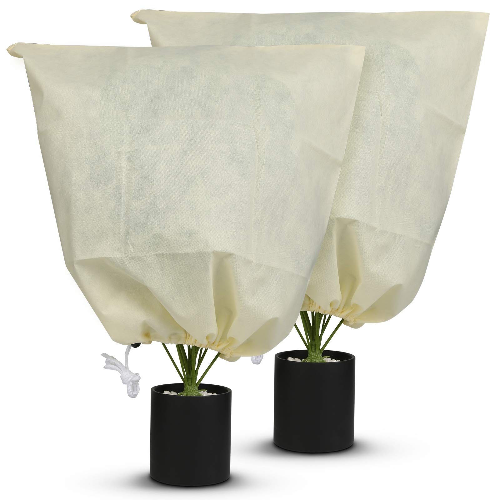 MIXC 2 Packs Plant Fleece Frost Protection Covers, 60X60 CM Garden Fleece Frost Protection, Frost Protection for Outdoor Plants Potted Fruit Trees