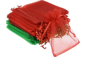Bskifnn 50pcs Organza Bags 3.54''x4.33''(9x11cm) Satin Drawstring Organza Pouch Wedding Party Favor Gift Bag Jewelry Watch Ba