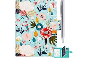 RSAquar Passport Holder for Women and Men, Premium PU Leather Travel Passport Wallet RFID Blocking Passport Cover Travel Documents Organizer with Pen Holder, Flower