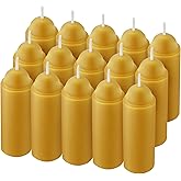 Dunkive 15 Pcs 15H Natural Beeswax Candles for Candle Lanterns, Emergency Candle for Outdoor Survival, Smokeless Long Lasting Bougie for Home Power Outages, Emergency, Survival(Yellow,Beeswax)