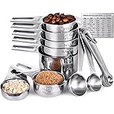 Measuring Cups, U-Taste Measuring Cups and Spoons Set of 15 in 18/8 Stainless Steel : 7 Measuring Cups and 7 Measuring Spoons