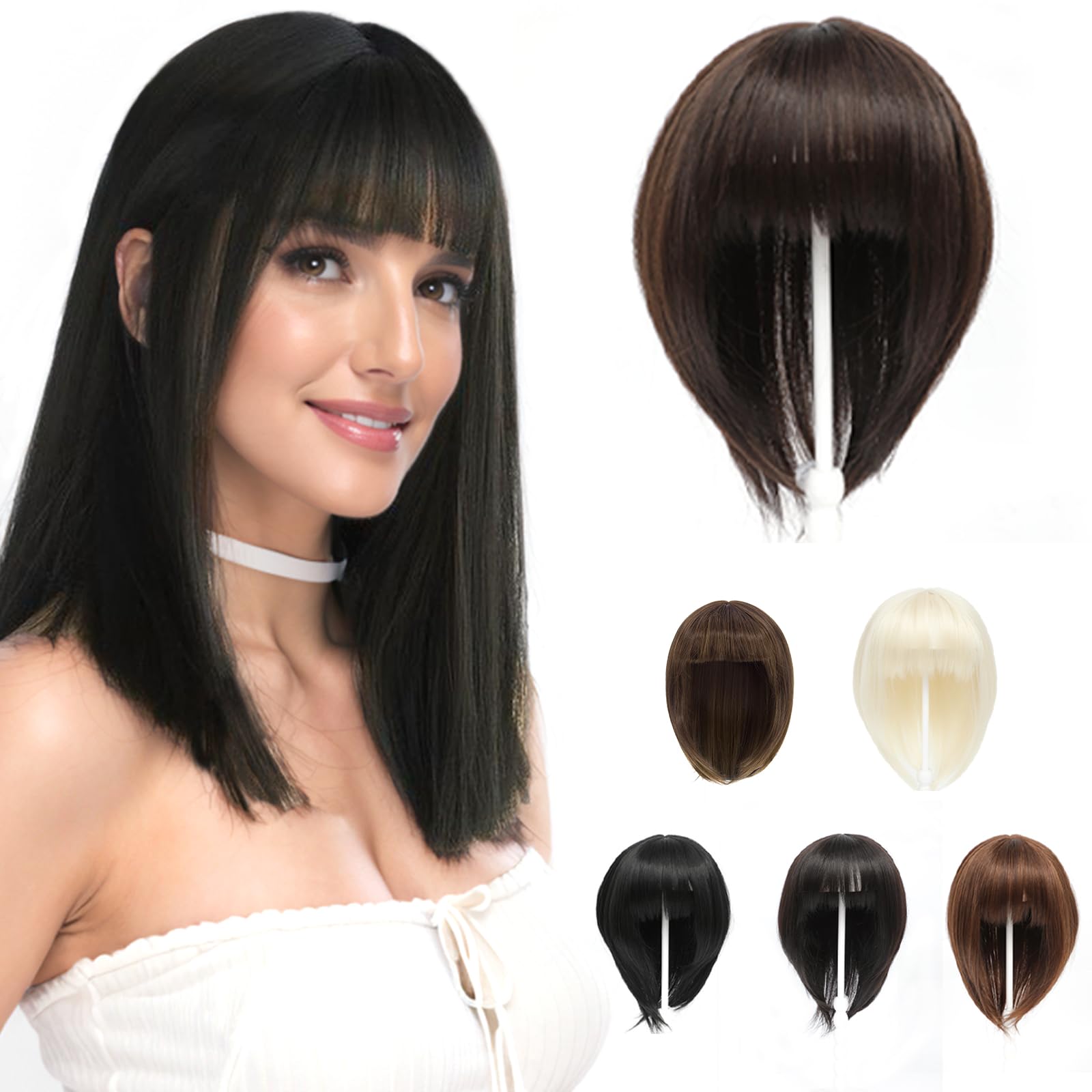 BUYOGET Dark Brown Hair Topper Clip in Hair Pieces for Woman Short 12 Inch Clip in Toppers with Fringe for Thinning Hair โ image 1