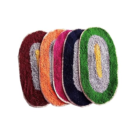 AV Creations Cotton Designer Bathmat/DoorMat Small OvalPremium Quality_Multi)set of 5