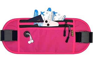 DEEZOMO RFID Blocking Money Belt for Travel Hidden Passport Holder Travel Wallect Pouch to Protect Money, Credit Cards Travel Documents for Men Women (Rose Red)