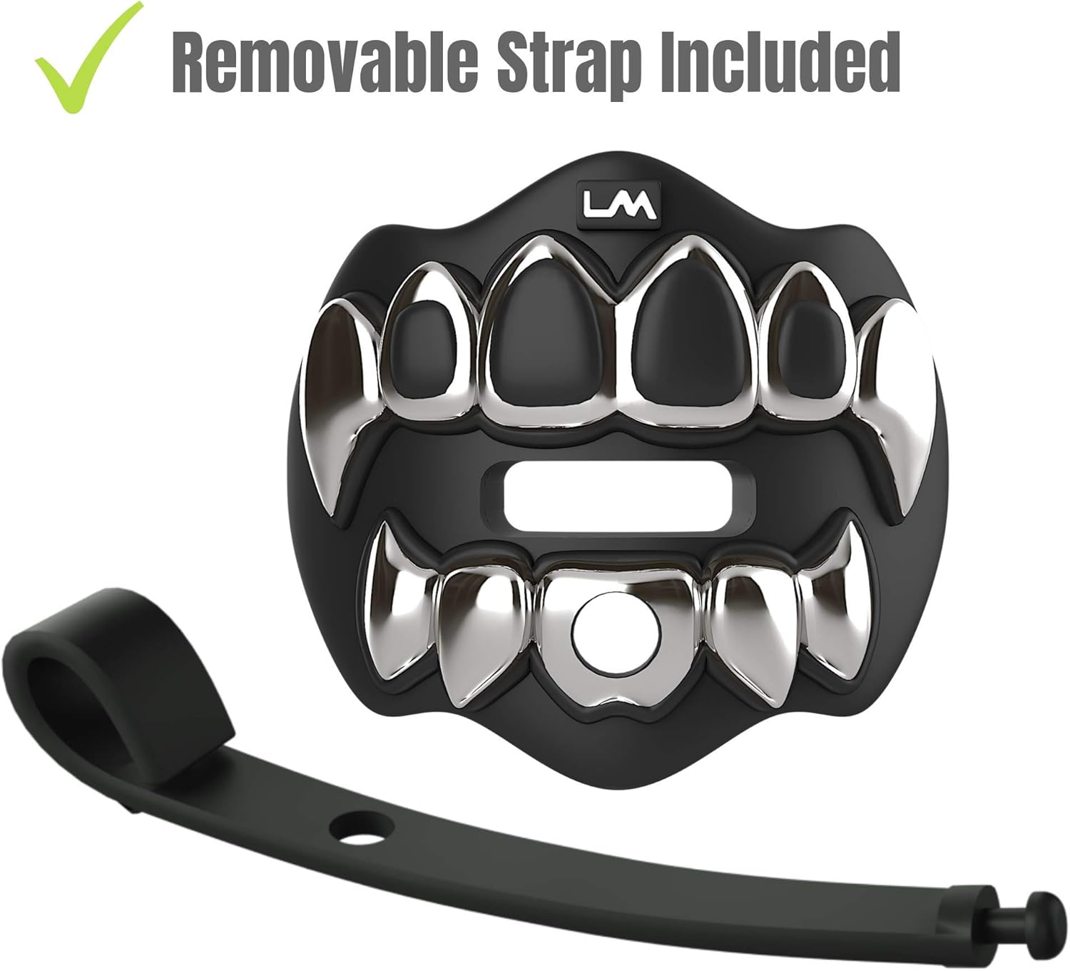 Loudmouth Football Mouth Guard | 3D Chrome Grillz Adult & Youth Mouth Guard | Mouth Piece for Sports | Maximum Air Flow Mouth Guards | Lip and Teeth Protector (3D Grillz - Chrome Black/Silver) : Sports & Outdoors