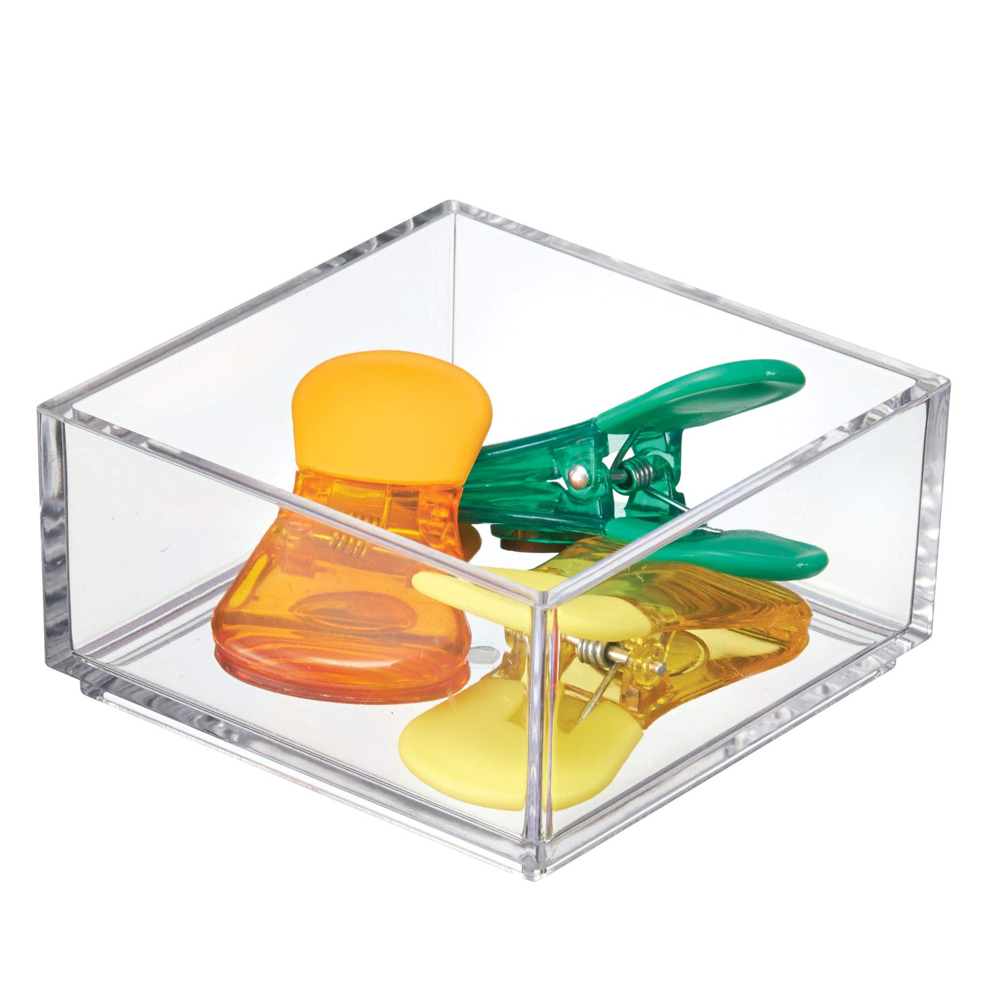 iDesign Desk Drawer Organiser for Makeup and Kitchen Utensils, Extra Small Storage Tray Dividers made of Durable Plastic, Clear