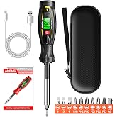Voltage Tester Pen, Non Contact Voltage Test Pen Rechargeable AC Voltage 30V -1000V NCV Detection Replaceable 10 in 1 Batch Heads with LED Light (Black)