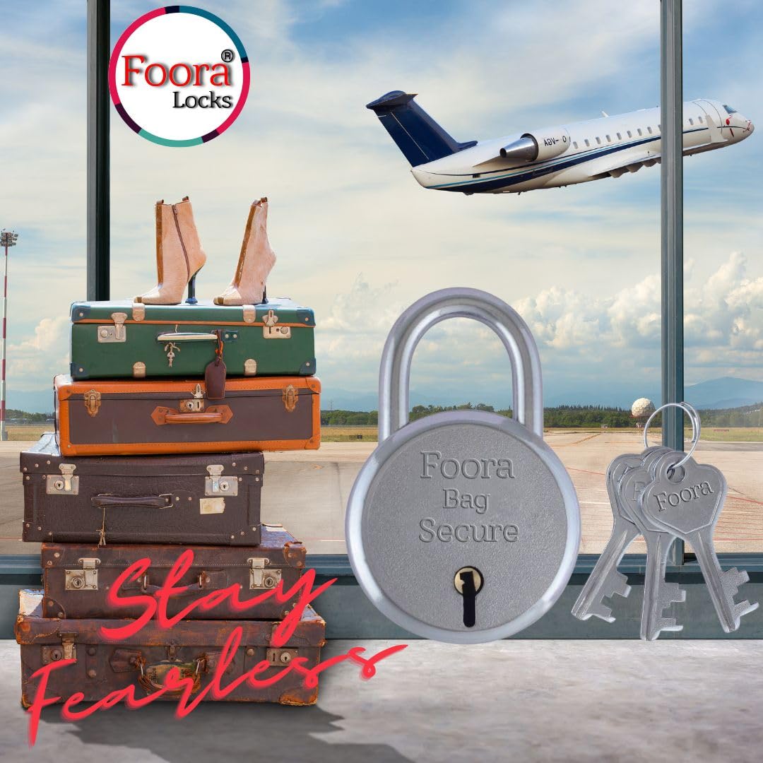 Foora Luggage Lock with 3 Keys - Small Travel Lock for Bags, Boxes, Money Bank - Secure Lock and Key for Trolley Bags, Suitcases Pack of 2 4
