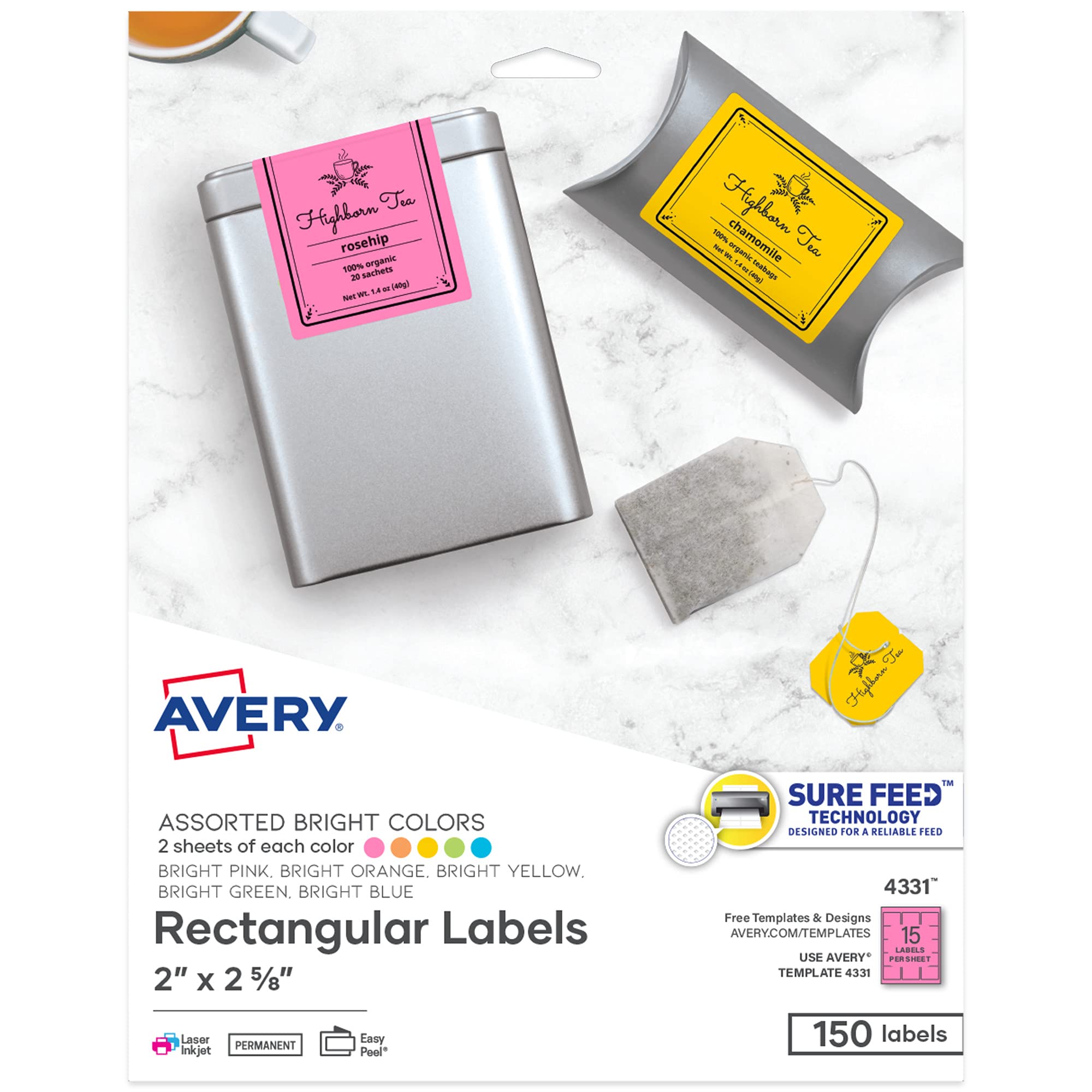 Mua Avery Labels with Sure Feed, Assorted Bright Colors, 2