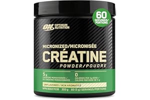 Optimum Nutrition 100% Pure Creatine Monohydrate Micronized Powder, Unflavored, 300g - 60servings (packaging may vary)