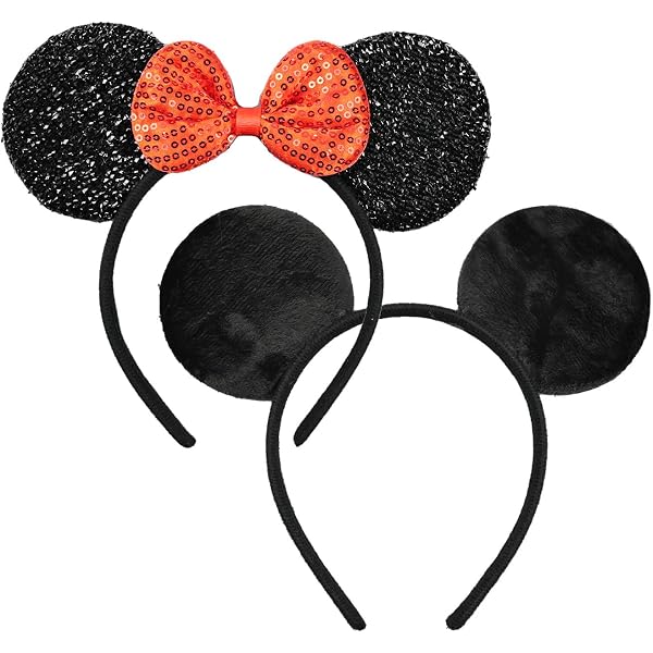 Diadema Minnie Mouse Fiesta Cosplay Ajuste Adulto Niño Orejas De Minnie Y Mickey Mouse - 3 Unidades En Colores Rosa, Rojo Y Negro | Para Fiestas Y Cosplay Orejas De Minnie Disney