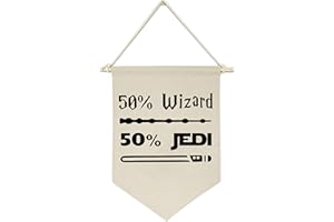 TOPTHINK 50% Wizard 50% Jedi-Canvas Hanging Flag Banner Wall Sign Decor Gift for Baby Kids Boy Nursery Teen Room Front Door -Star Harry Quotes Wars Potter Gift