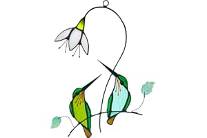 ZUAJITER Hummingbird with Flower Stained Glass Suncatcher Bird Stained Glass Window Hangings Hummingbird Gift for Women Home Decor