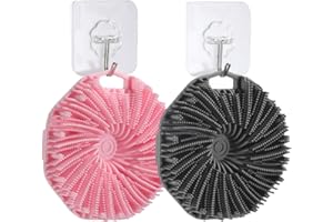 GENERIC 2Pcs Silicone Body Scrubber,Exfoliating Body Scrubbers for use in Shower,Silicone Body Brush for Showering and Anti-Slippery Handles for All Skin Types,Eco Friendly Shower Scrubber for Body (Pink)