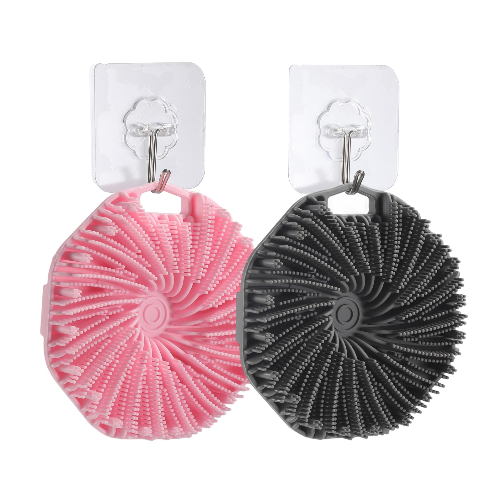Photo 1 of 2Pcs Silicone Body Scrubber,Exfoliating Body Scrubbers for use in Shower,Silicone Body Brush for Showering and Anti-Slippery Handles for All Skin Types,Eco Friendly Shower Scrubber for Body (Pink)