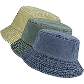 kozinu Washed Cotton Bucket Hats Packable Summer Beach Cap for Men Women