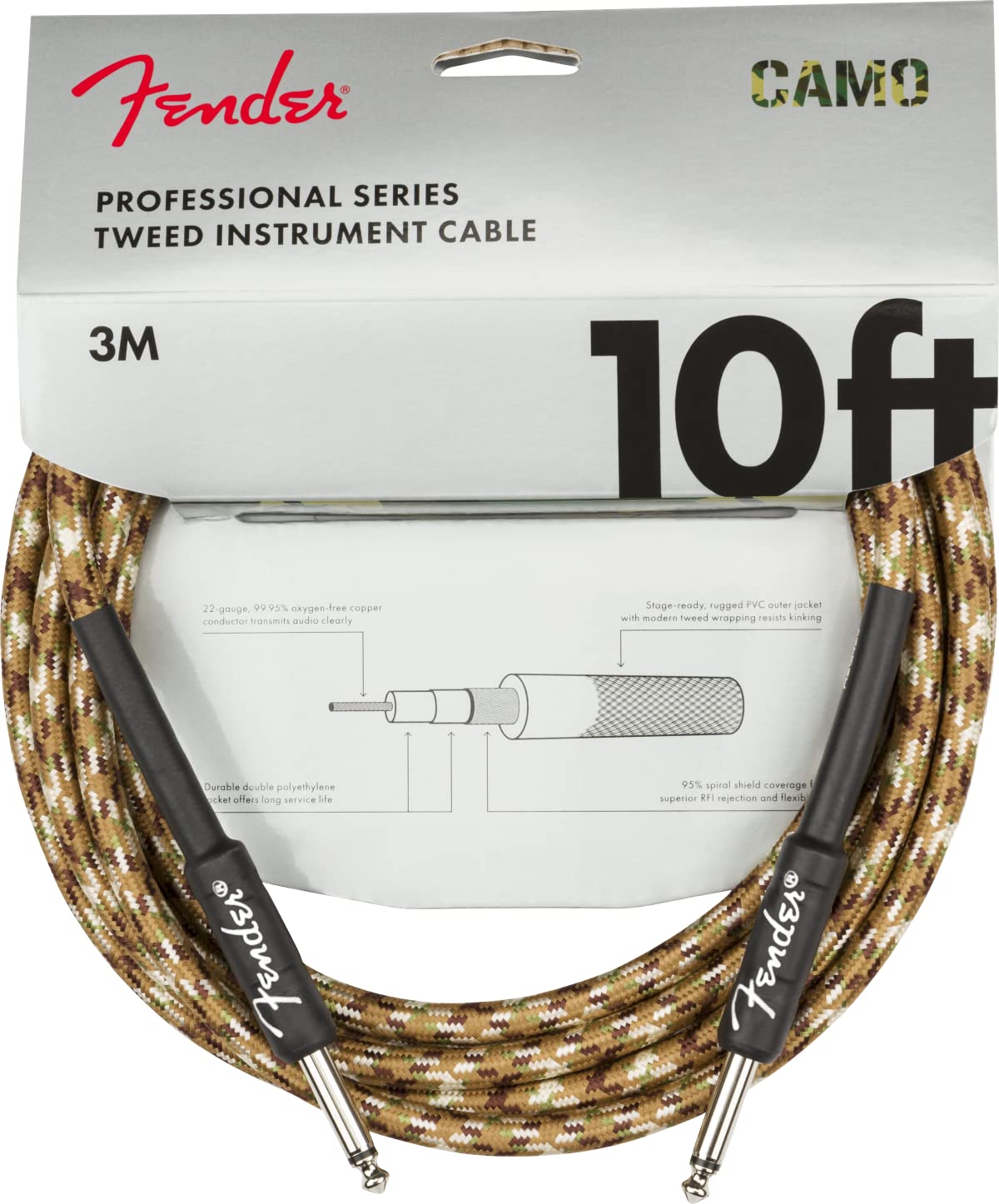 Fender PRO 10 INST CABLE DSRT CAMO