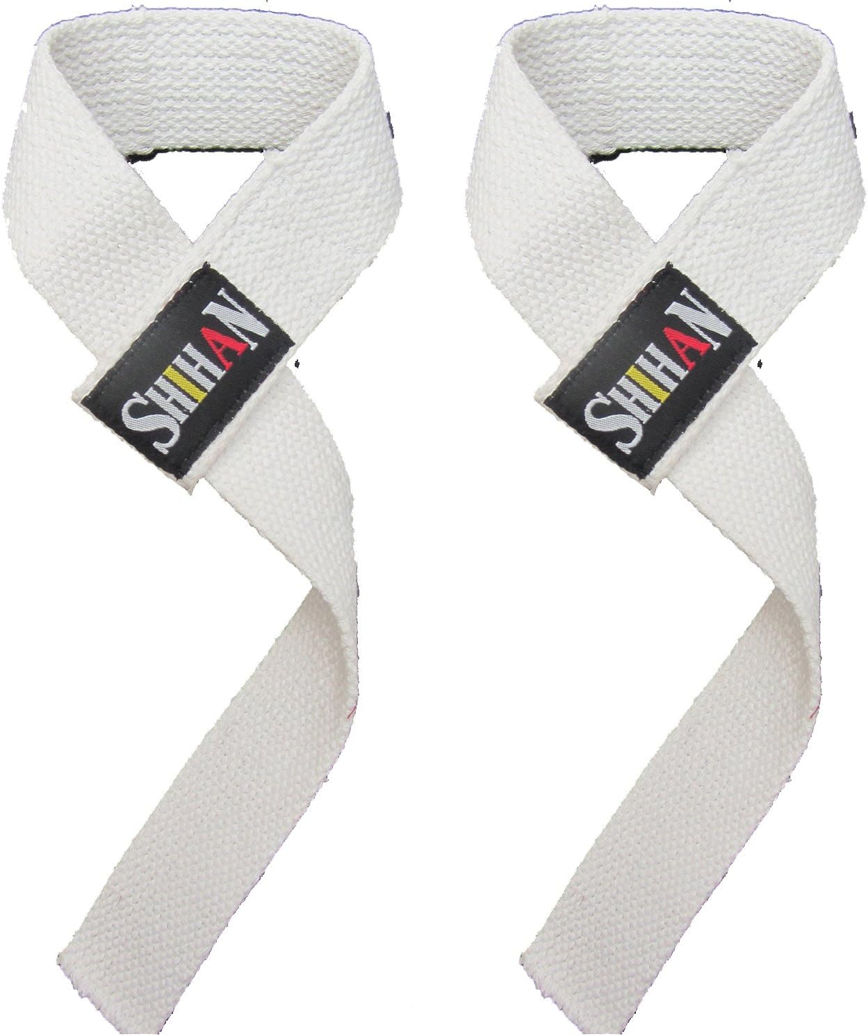 'PURE-WHITE' Original SHIHAN Weight Lifting Straps Pro Weight Lifting Training Gym Straps Hand Bar