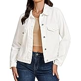 luvamia Denim Jackets for Women Trendy Casual Button Down Relaxed Fit Western Trucker Distressed Jean Jacket with Pocket