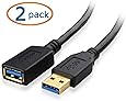 Cable Matters 2 Pack, SuperSpeed USB 3.0 Type A Male to Female Extension Cable in Black 6 Feet