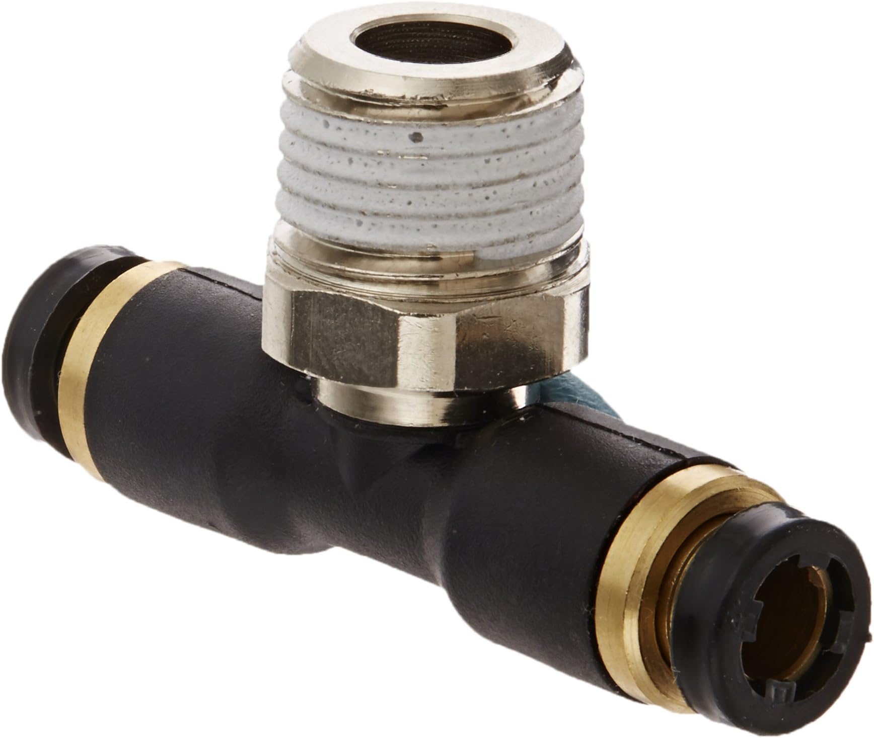 Legris 3108 55 13 Nylon & Nickel-Plated Brass Push-to-Connect Fitting, Branch Tee, 3/16" Tube OD x 1/4" BSPT Male