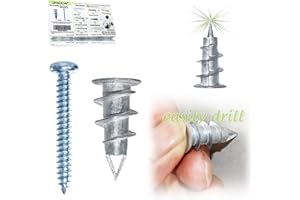 Ansoon #8 Metal Self-Drilling Drywall Anchors with Screws Kit - Hollow-Wall Anchors and Screw for Drywall, Plaster, Sheetrock, Hollow Door Wall Hanging and Mounting with Case (Tri-Pointed Tail)