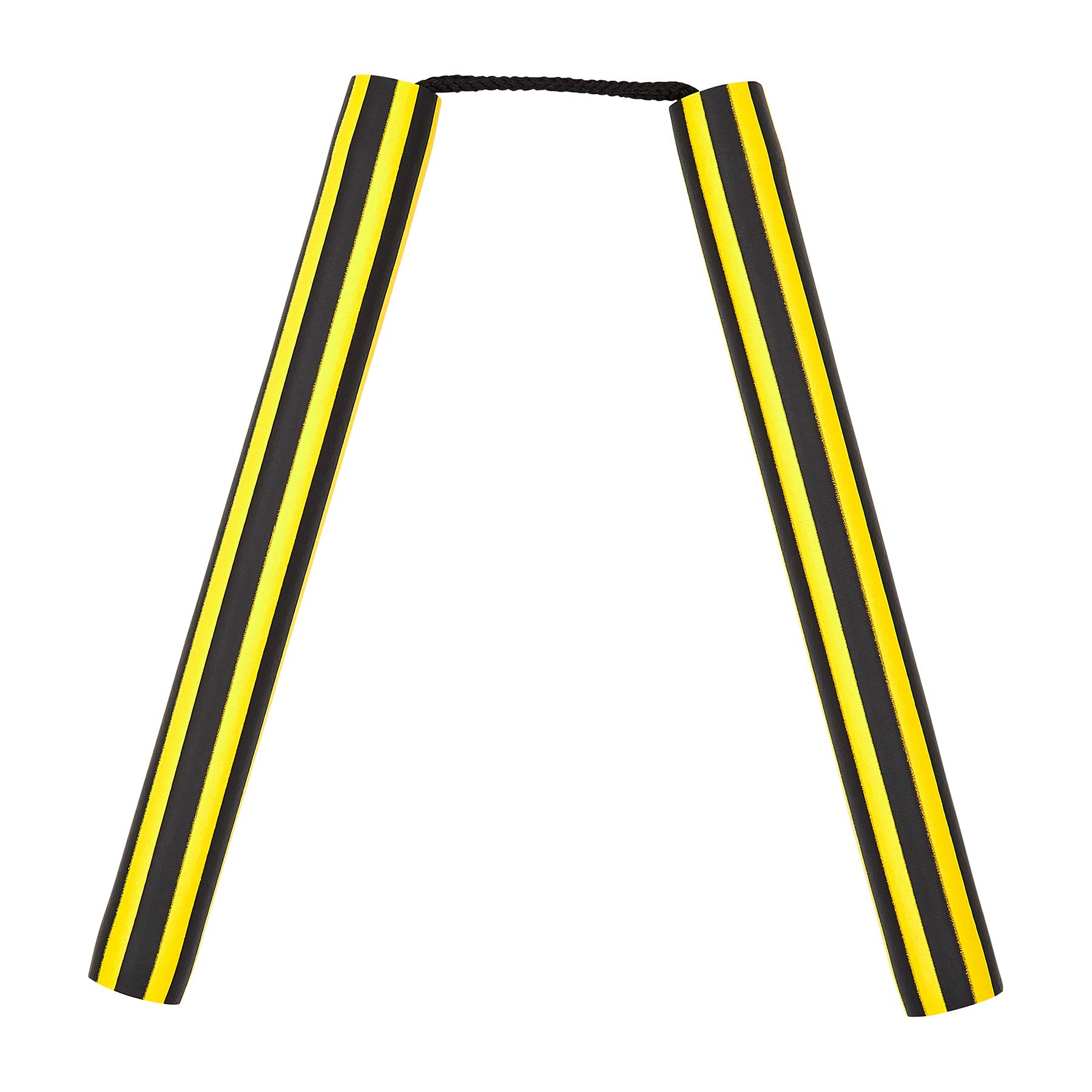 Playwell Foam Rubber Safety Training Nunchucks - Yellow//Black Stripes Corded