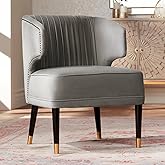 55 Downing Street Caroline 24" Wide Gray Velvet Pleat Modern Armchair