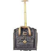 Nicole Miller Underseat Luggage Collection - Small Lightweight 15 Inch Under Seat Bag - Briefcase for Women - Carry On Suitcase with 2- Rolling Spinner Wheels (Paige Silver)